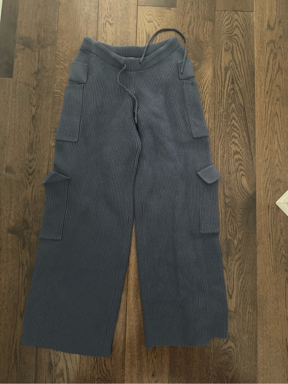 Edikted Black Ribbed Knit Cargo Sweatpants